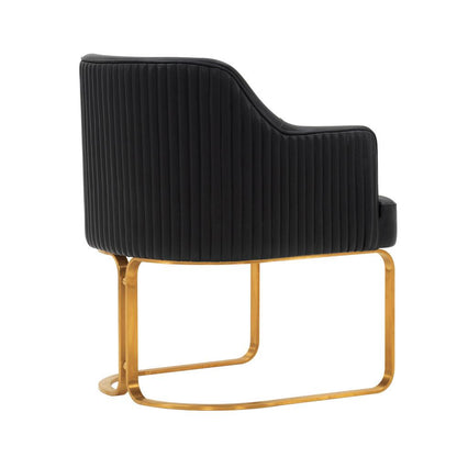 Manhattan Comfort - Raya Leatherette Dining Armchair with Stainless Steel Legs in Black - Set of 2 - 2-DC078-BK veiw 3