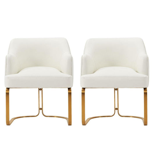 Manhattan Comfort - Raya Leatherette Dining Armchair with Stainless Steel Legs in Cream - Set of 2 - 2-DC078-CR veiw 1