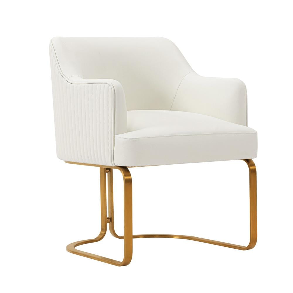 Manhattan Comfort - Raya Leatherette Dining Armchair with Stainless Steel Legs in Cream - Set of 2 - 2-DC078-CR veiw 2
