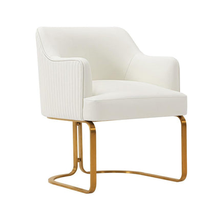 Manhattan Comfort - Raya Leatherette Dining Armchair with Stainless Steel Legs in Cream - Set of 2 - 2-DC078-CR veiw 2