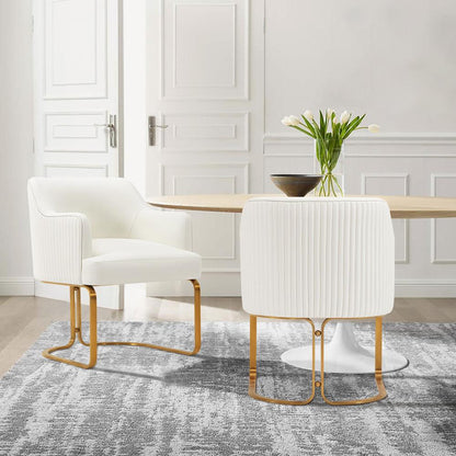 Manhattan Comfort - Raya Leatherette Dining Armchair with Stainless Steel Legs in Cream - Set of 2 - 2-DC078-CR veiw 7