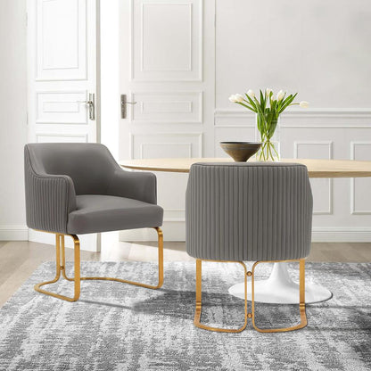Manhattan Comfort - Raya Leatherette Dining Armchair with Stainless Steel Legs in Taupe - Set of 2 - 2-DC078-TP veiw 7