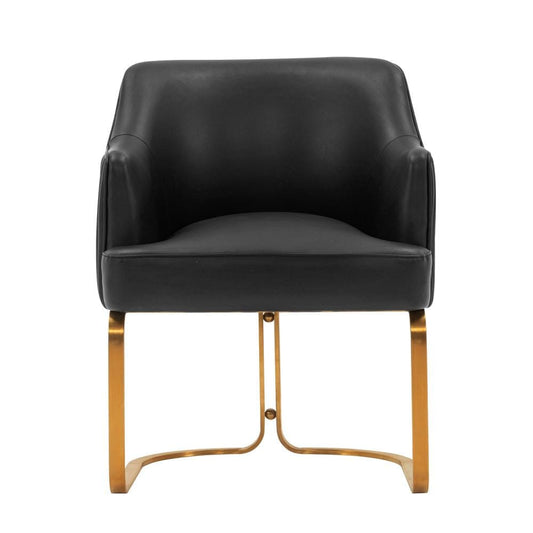 Manhattan Comfort - Raya Leatherette Dining Armchair with Stainless Steel Legs in Black - DC078-BK veiw 1
