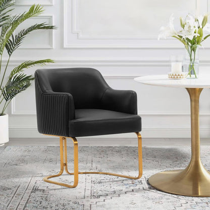 Manhattan Comfort - Raya Leatherette Dining Armchair with Stainless Steel Legs in Black - DC078-BK veiw 7