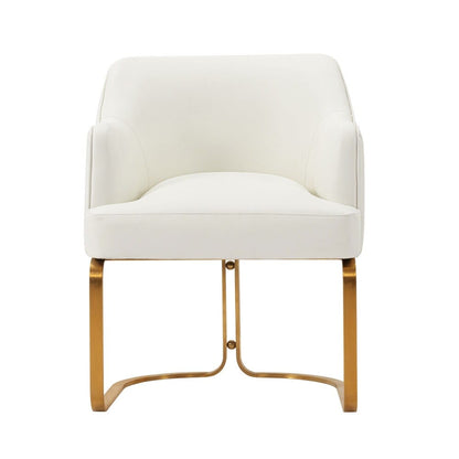 Manhattan Comfort - Raya Leatherette Dining Armchair with Stainless Steel Legs in Cream - DC078-CR veiw 1