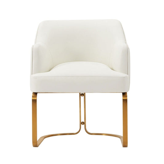 Manhattan Comfort - Raya Leatherette Dining Armchair with Stainless Steel Legs in Cream - DC078-CR veiw 1