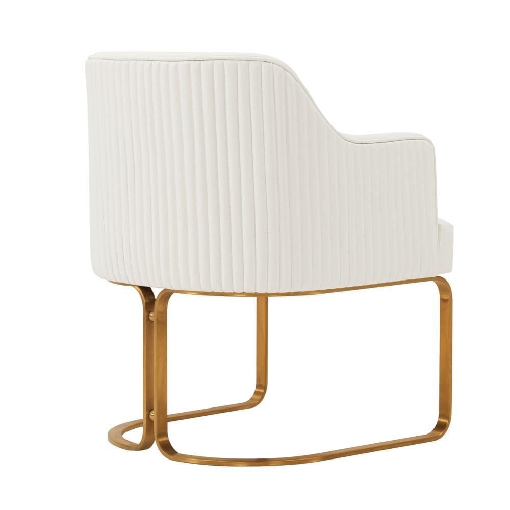 Manhattan Comfort - Raya Leatherette Dining Armchair with Stainless Steel Legs in Cream - DC078-CR veiw 3