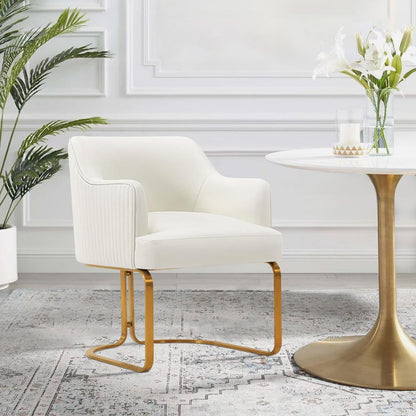 Manhattan Comfort - Raya Leatherette Dining Armchair with Stainless Steel Legs in Cream - DC078-CR veiw 7