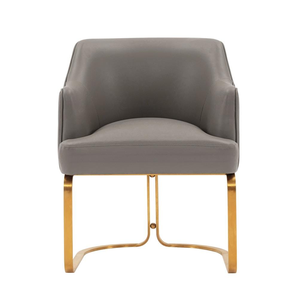 Manhattan Comfort - Raya Leatherette Dining Armchair with Stainless Steel Legs in Taupe - DC078-TP veiw 1