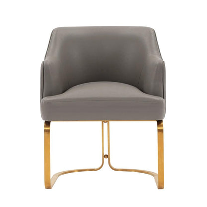 Manhattan Comfort - Raya Leatherette Dining Armchair with Stainless Steel Legs in Taupe - DC078-TP veiw 1