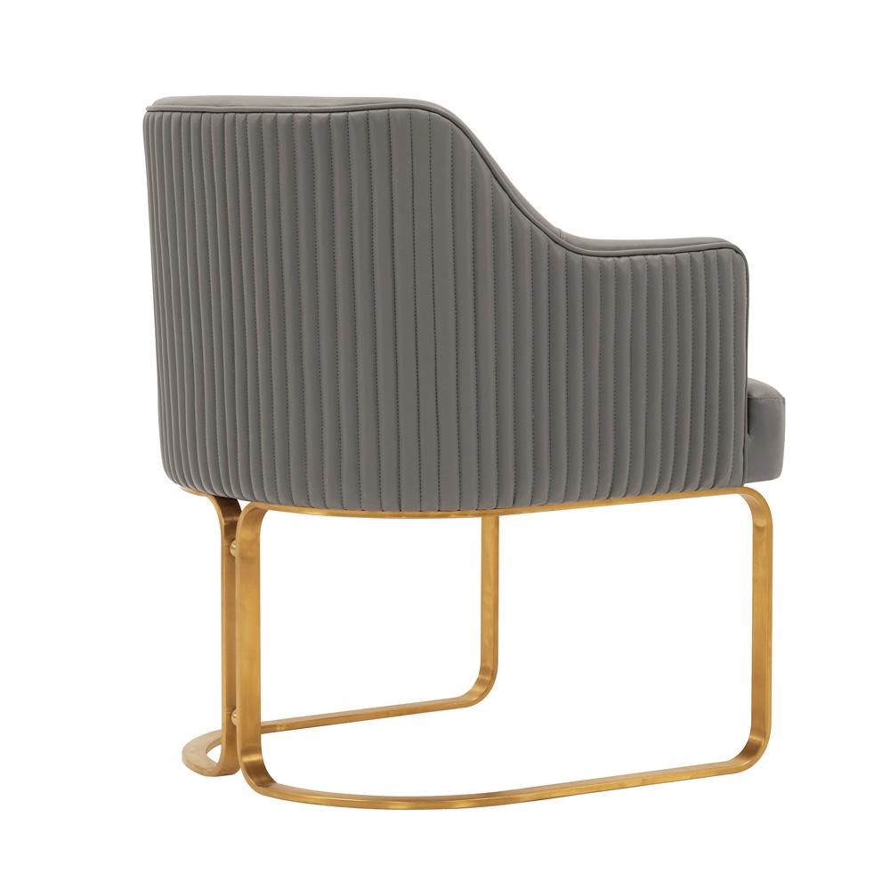 Manhattan Comfort - Raya Leatherette Dining Armchair with Stainless Steel Legs in Taupe - DC078-TP veiw 3
