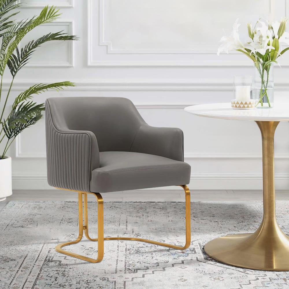 Manhattan Comfort - Raya Leatherette Dining Armchair with Stainless Steel Legs in Taupe - DC078-TP veiw 7
