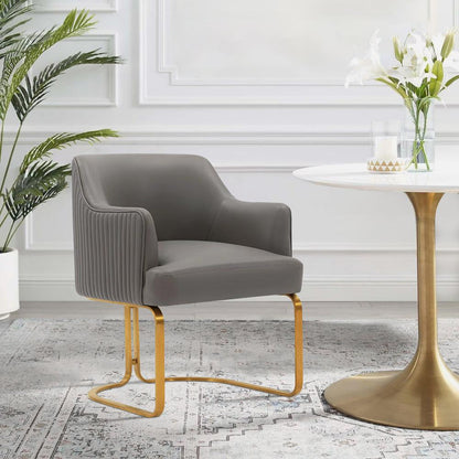 Manhattan Comfort - Raya Leatherette Dining Armchair with Stainless Steel Legs in Taupe - DC078-TP veiw 7