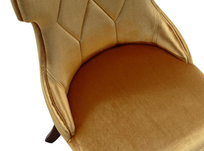 Manhattan Comfort - Reine Velvet Dining Chairs with Beech Wood Legs in Antique Gold and Walnut - Set of 2 - DC007-AG veiw 6