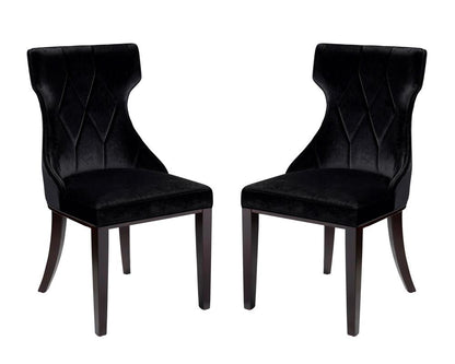 Manhattan Comfort - Reine Velvet Dining Chairs with Beech Wood Legs in Black and Walnut - Set of 2 - DC007-BK veiw 1