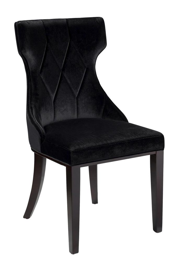 Manhattan Comfort - Reine Velvet Dining Chairs with Beech Wood Legs in Black and Walnut - Set of 2 - DC007-BK veiw 2