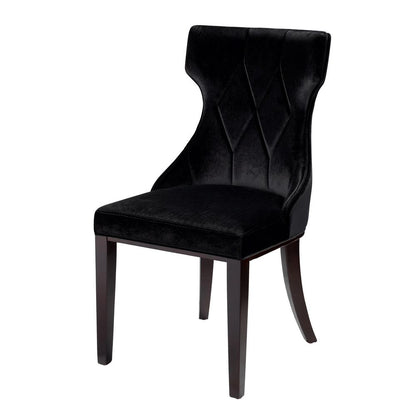 Manhattan Comfort - Reine Velvet Dining Chairs with Beech Wood Legs in Black and Walnut - Set of 2 - DC007-BK veiw 3