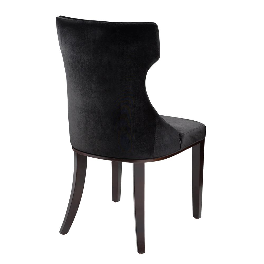 Manhattan Comfort - Reine Velvet Dining Chairs with Beech Wood Legs in Black and Walnut - Set of 2 - DC007-BK veiw 4