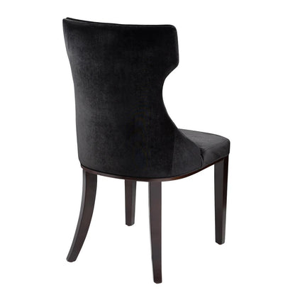 Manhattan Comfort - Reine Velvet Dining Chairs with Beech Wood Legs in Black and Walnut - Set of 2 - DC007-BK veiw 4