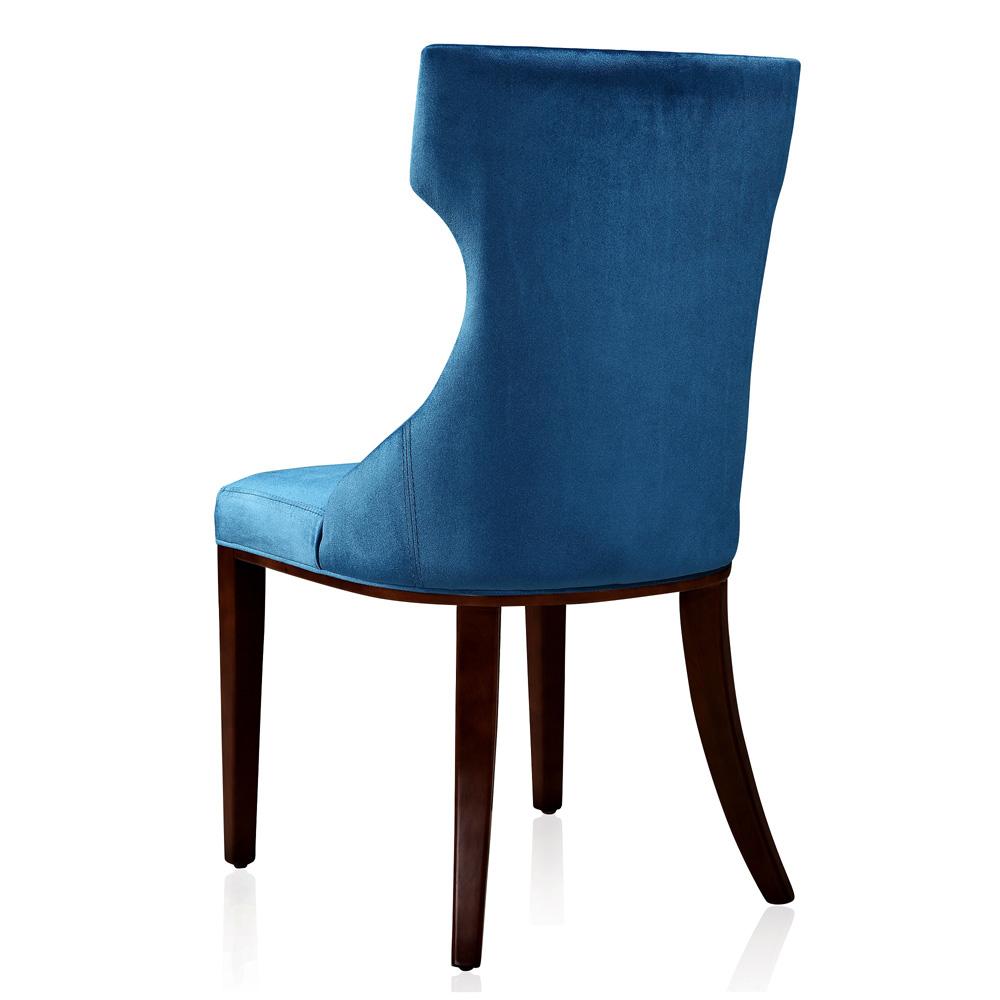 Manhattan Comfort - Reine Velvet Dining Chairs with Beech Wood Legs in Cobalt Blue and Walnut - Set of 2 - DC007-CB veiw 4