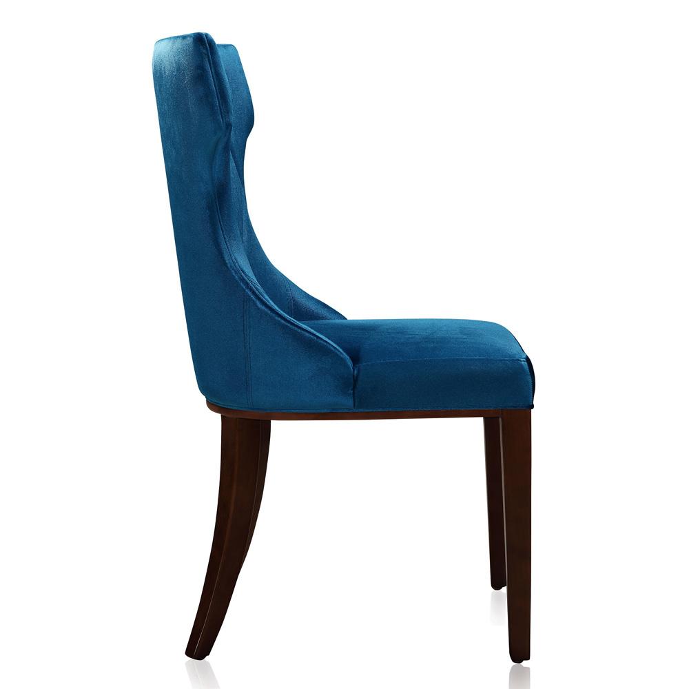 Manhattan Comfort - Reine Velvet Dining Chairs with Beech Wood Legs in Cobalt Blue and Walnut - Set of 2 - DC007-CB veiw 5
