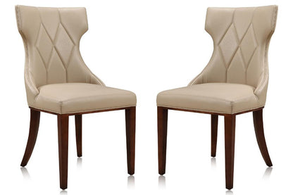 Manhattan Comfort - Reine Faux Leather Dining Chairs with Beech Wood Legs in Cream and Walnut - Set of 2 - DC007-CR veiw 1