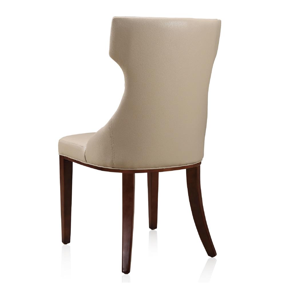 Manhattan Comfort - Reine Faux Leather Dining Chairs with Beech Wood Legs in Cream and Walnut - Set of 2 - DC007-CR veiw 4