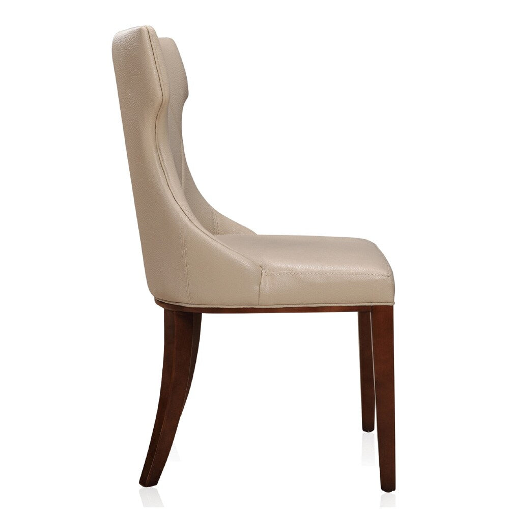 Manhattan Comfort - Reine Faux Leather Dining Chairs with Beech Wood Legs in Cream and Walnut - Set of 2 - DC007-CR veiw 5