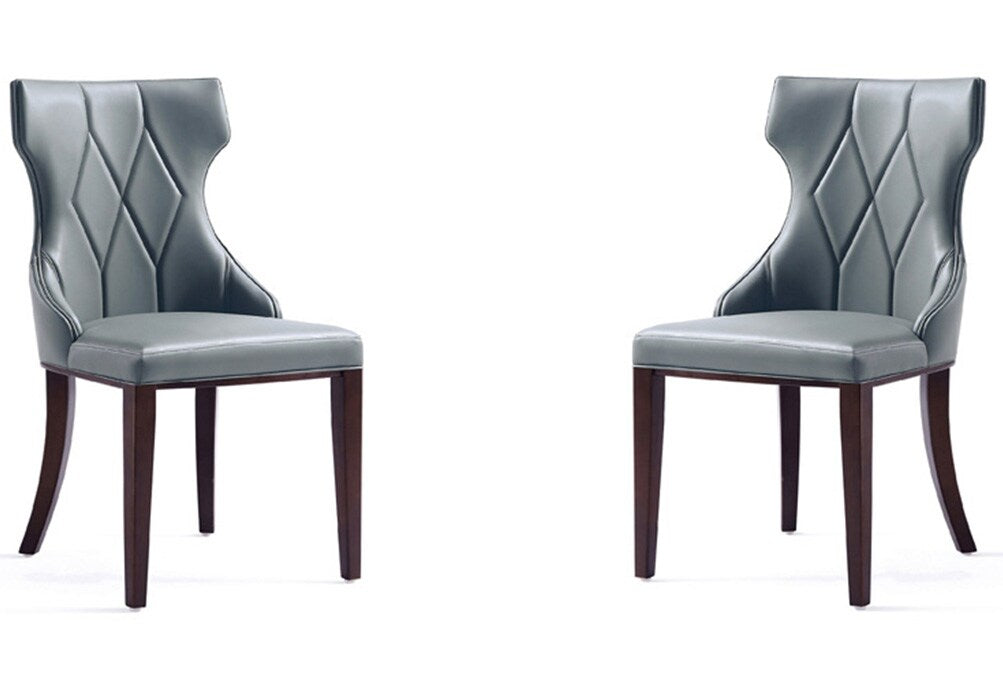 Manhattan Comfort - Reine Faux Leather Dining Chairs with Beech Wood Legs in Pebble Grey - Set of 2 - DC007-PE veiw 1