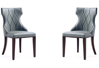 Manhattan Comfort - Reine Faux Leather Dining Chairs with Beech Wood Legs in Pebble Grey - Set of 2 - DC007-PE veiw 1
