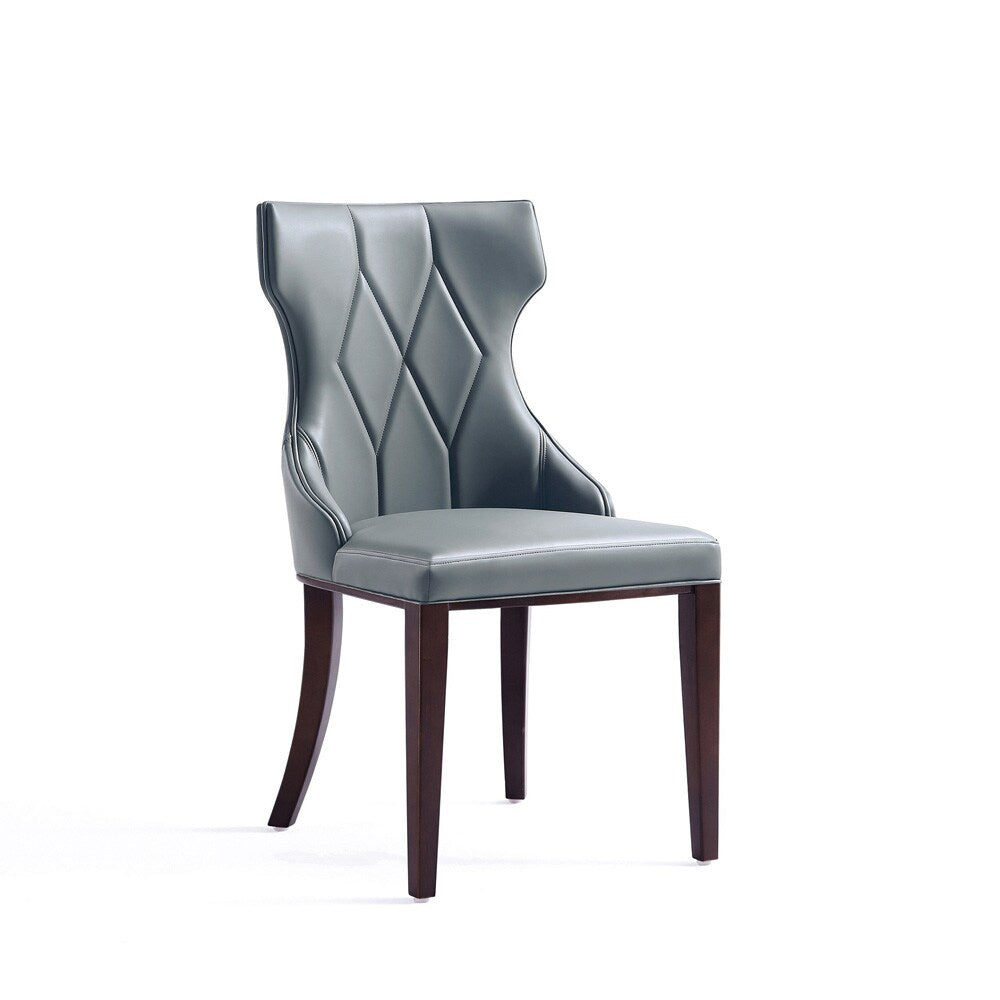 Manhattan Comfort - Reine Faux Leather Dining Chairs with Beech Wood Legs in Pebble Grey - Set of 2 - DC007-PE veiw 2