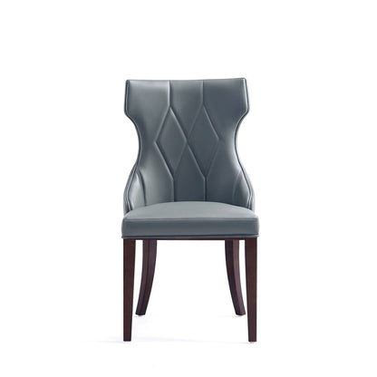 Manhattan Comfort - Reine Faux Leather Dining Chairs with Beech Wood Legs in Pebble Grey - Set of 2 - DC007-PE veiw 3