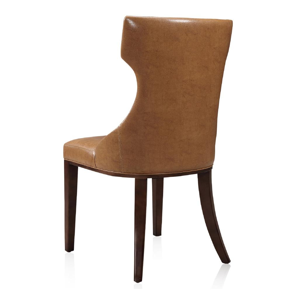 Manhattan Comfort - Reine Faux Leather Dining Chairs with Beech Wood Legs in Saddle and Walnut - Set of 2 - DC007-SA veiw 5