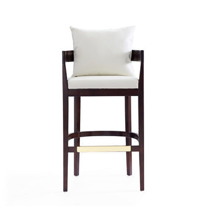 Manhattan Comfort - Ritz Faux Leather Bar Stool with Beech Wood Legs in Ivory and Dark Walnut - Set of 2 - 2-BS013-IV veiw 3
