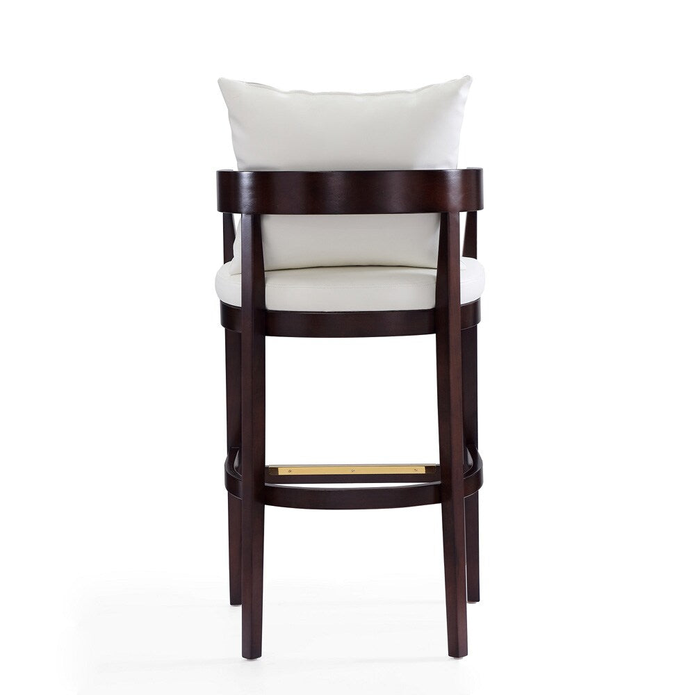 Manhattan Comfort - Ritz Faux Leather Bar Stool with Beech Wood Legs in Ivory and Dark Walnut - Set of 2 - 2-BS013-IV veiw 6