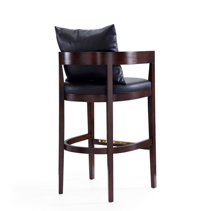 Manhattan Comfort - Ritz Faux Leather Bar Stool with Beech Wood Legs in Black and Dark Walnut - Set of 3 - 3-BS013-BK veiw 4