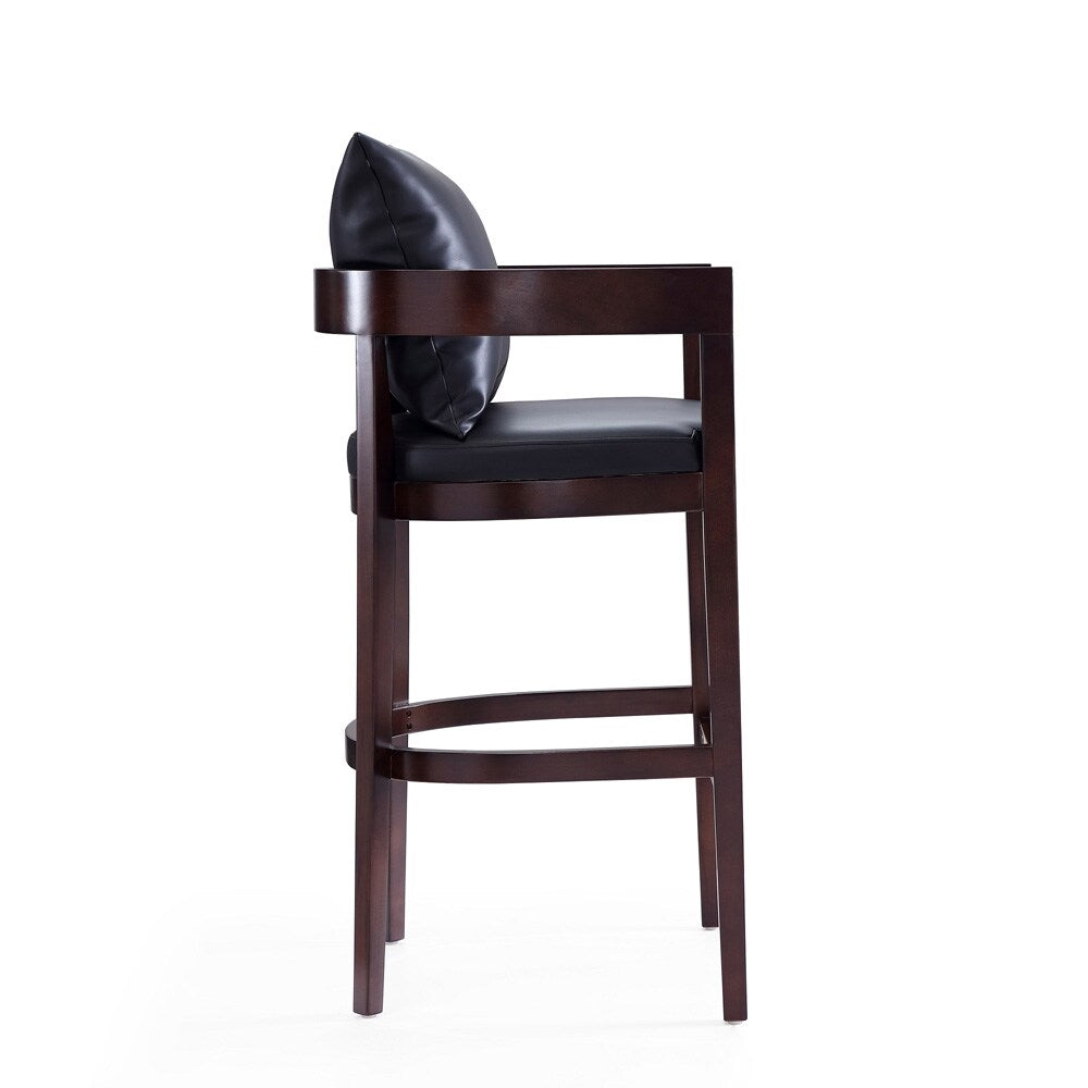Manhattan Comfort - Ritz Faux Leather Bar Stool with Beech Wood Legs in Black and Dark Walnut - Set of 3 - 3-BS013-BK veiw 5
