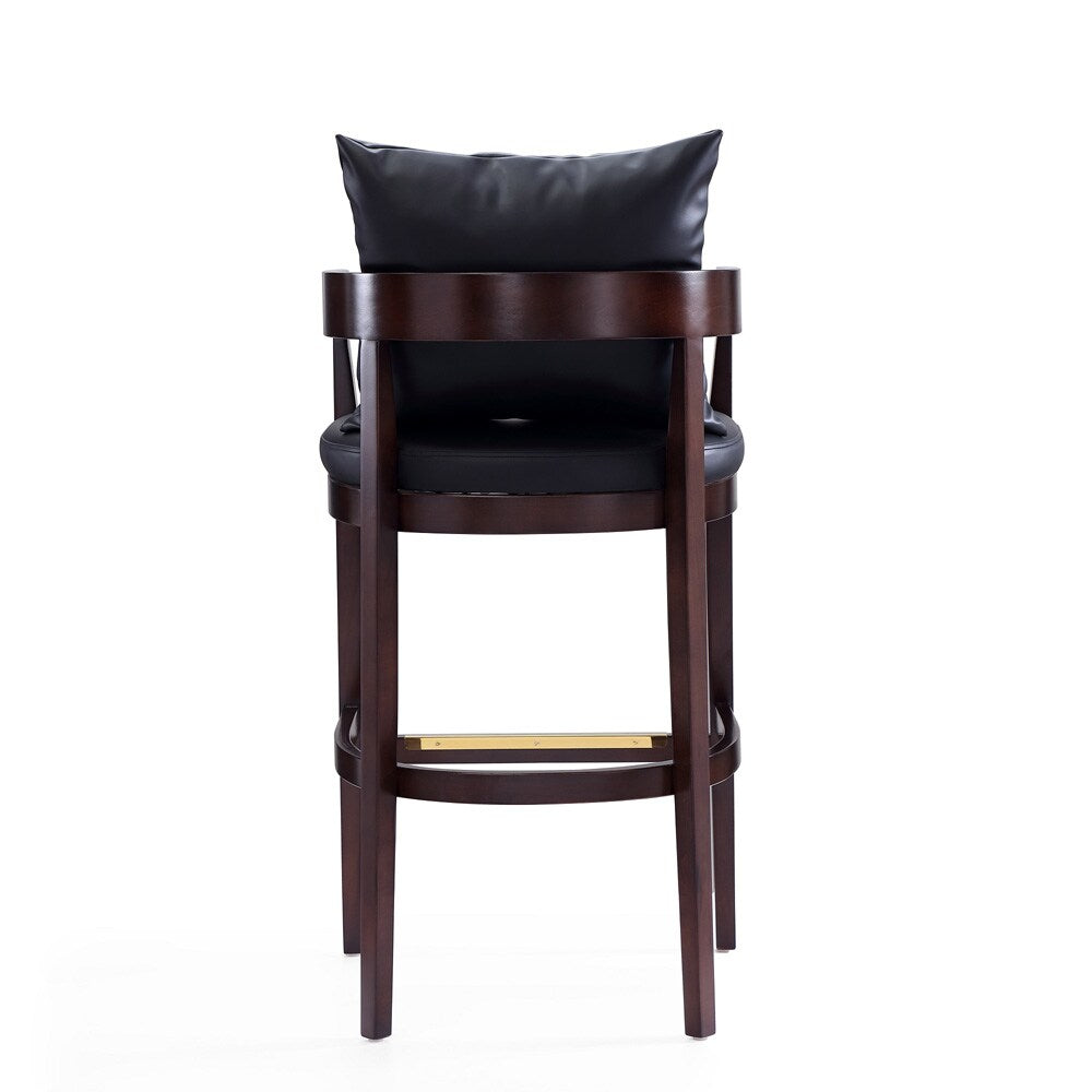 Manhattan Comfort - Ritz Faux Leather Bar Stool with Beech Wood Legs in Black and Dark Walnut - Set of 3 - 3-BS013-BK veiw 6