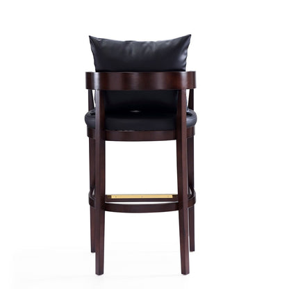 Manhattan Comfort - Ritz Faux Leather Bar Stool with Beech Wood Legs in Black and Dark Walnut - Set of 3 - 3-BS013-BK veiw 6