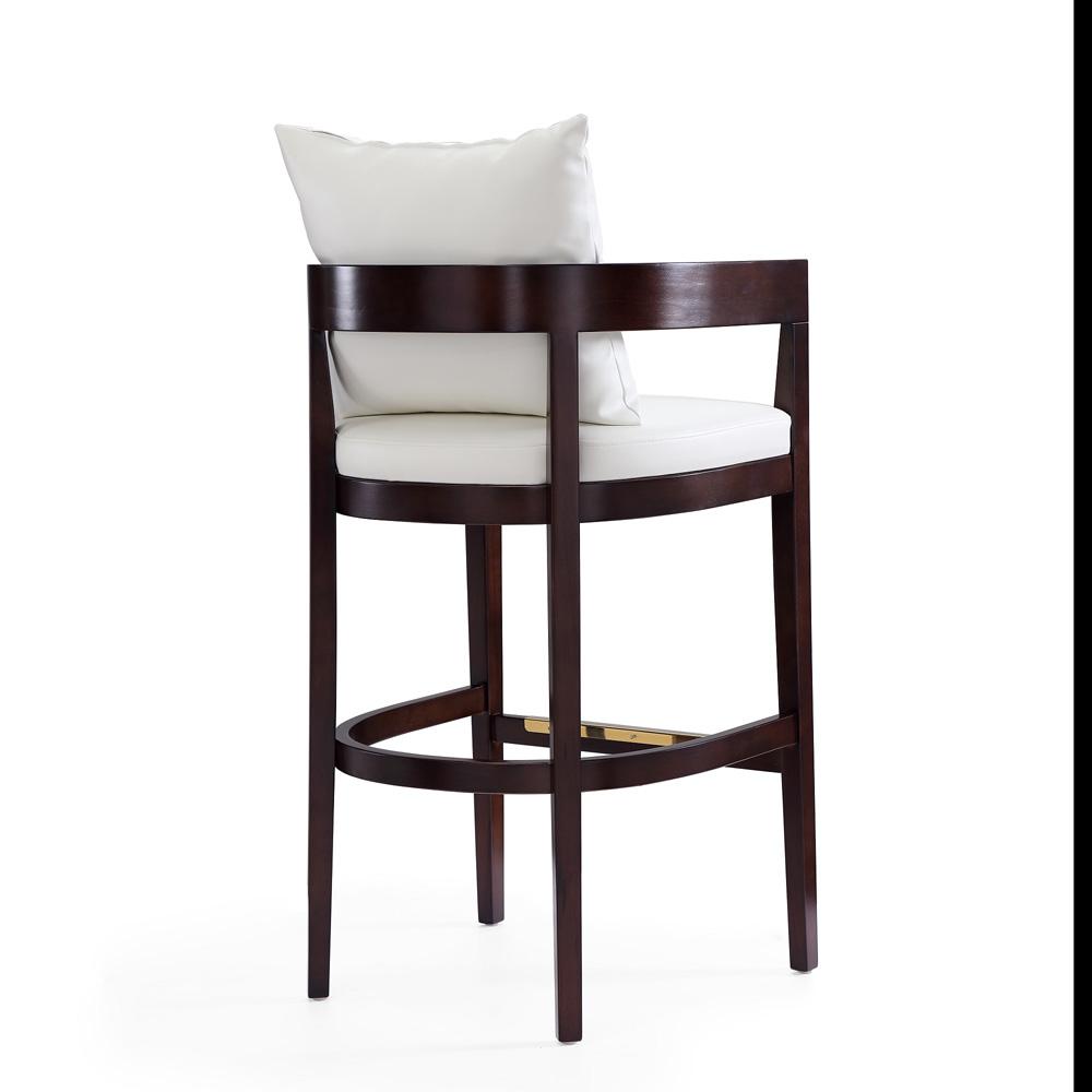 Manhattan Comfort - Ritz Faux Leather Bar Stool with Beech Wood Legs in Ivory and Dark Walnut - BS013-IV veiw 3