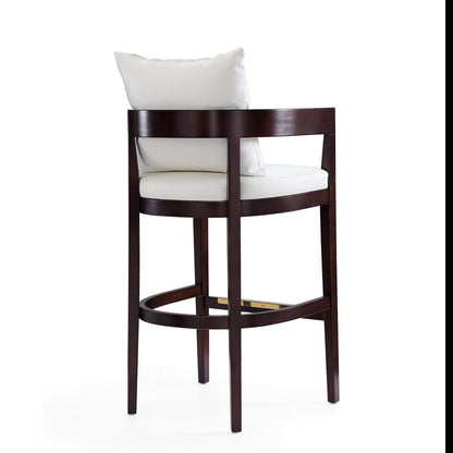 Manhattan Comfort - Ritz Faux Leather Bar Stool with Beech Wood Legs in Ivory and Dark Walnut - BS013-IV veiw 3