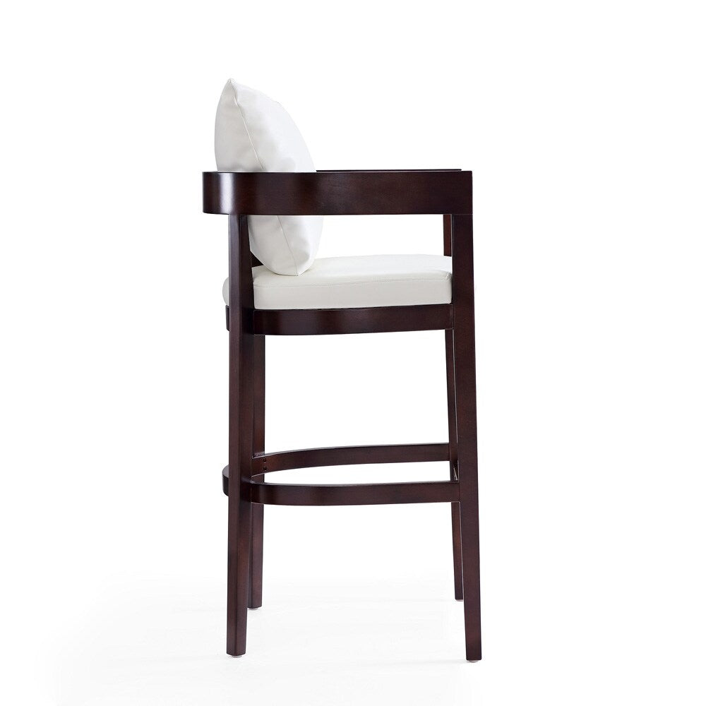 Manhattan Comfort - Ritz Faux Leather Bar Stool with Beech Wood Legs in Ivory and Dark Walnut - BS013-IV veiw 4