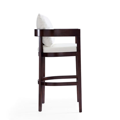 Manhattan Comfort - Ritz Faux Leather Bar Stool with Beech Wood Legs in Ivory and Dark Walnut - BS013-IV veiw 4