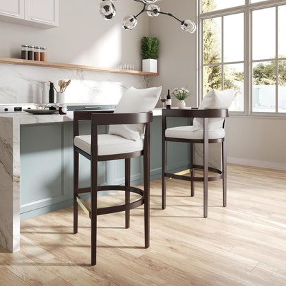 Manhattan Comfort - Ritz Faux Leather Bar Stool with Beech Wood Legs in Ivory and Dark Walnut - BS013-IV veiw 6