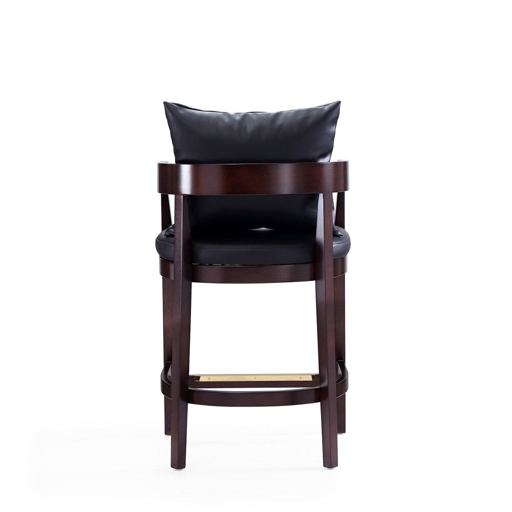 Manhattan Comfort - Ritz Faux Leather Counter Stool with Beech Wood Legs in Black and Dark Walnut - Set of 2 - 2-CS006-BK veiw 6