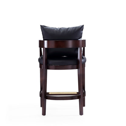 Manhattan Comfort - Ritz Faux Leather Counter Stool with Beech Wood Legs in Black and Dark Walnut - Set of 2 - 2-CS006-BK veiw 6