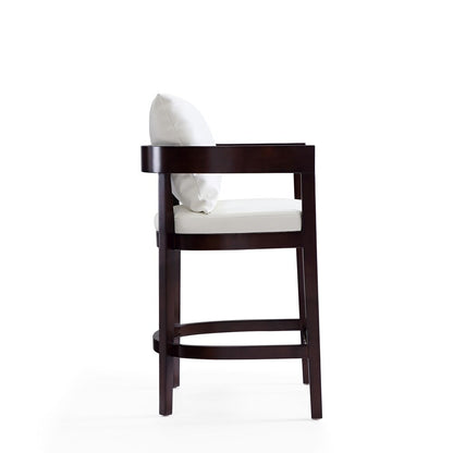 Manhattan Comfort - Ritz Faux Leather Counter Stool with Beech Wood Legs in Ivory and Dark Walnut - Set of 2 - 2-CS006-IV veiw 5