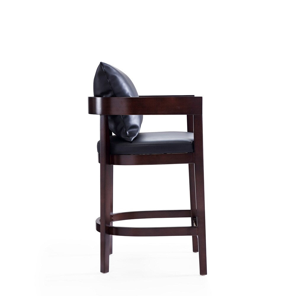 Manhattan Comfort - Ritz Faux Leather Counter Stool with Beech Wood Legs in Black and Dark Walnut - Set of 3 - 3-CS006-BK veiw 5