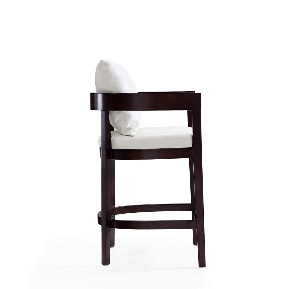 Manhattan Comfort - Ritz Faux Leather Counter Stool with Beech Wood Legs in Ivory and Dark Walnut - Set of 3 - 3-CS006-IV veiw 5