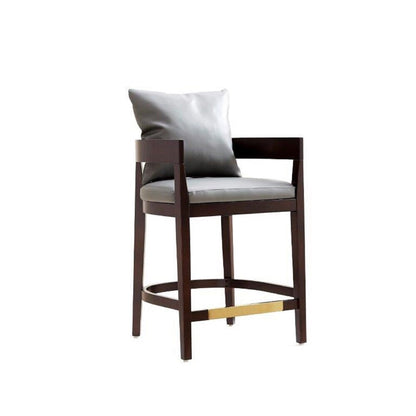 Manhattan Comfort - Ritz Faux Leather Counter Stool with Beech Wood Legs in Grey and Dark Walnut - CS006-GY veiw 1